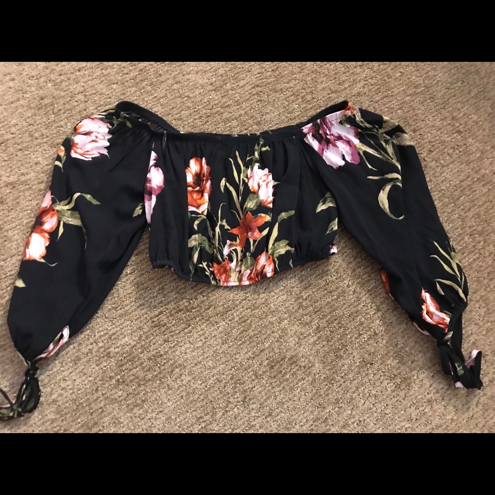 off the shoulder floral crop top